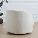 KINWELL 34" Wide Sherpa Swivel Barrel Chair, No Assembly Round Boucle Upholstered Accent Chair Armchair Single Sofa Chair with Toss Pillow for Living Room and Bedroom, Beige by CozyNest Decor