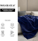 Mon Chateau Luxury Ultimate Plush Faux Fur Throw with 6cm Foldover for Couch, Sofa, or Bed - Plush Ultra Soft Blanket for Sleeping or Home Décor, 60" x 70"(Navy) by CozyNest Decor