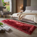 AMTOVO Faux Fur Rug, Burgundy Ultra Soft Fluffy Shag Sheepskin Rug, 2 x 6 ft Runner Area Rugs for Bedroom Sofa Throw Cushion Room Decor, Rectangle by CozyNest Decor