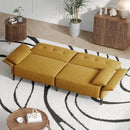 89” Futon Sofa Bed,Comfy Futon Couch Bed with 2 Square Pillows, Convertible Sleeper Sofa with Adjustable Backrest& Armrests, Modern Loveseat Sleeper for Living Room, Bedroom, Yellow by CozyNest Decor