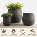 Large Outdoor Planter, 17.32"+12.99"+9.06" Dia Round Weathered Concrete Planter Set of 3, Flower Pots with Drainage Holes, Sealing Plug for Garden, Patio, Home, Office, Greenish Bronze Rust by GreenHaven Gardens