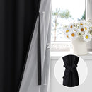XWZO 100% Blackout Curtains with Tiebacks- Rod Pocket Heat and Full Light Blocking Window Panels & Thermal Insulated Draperies for Wide Large Window, Black, W60 x L84, Set of 2 by TinyTreasures Baby Boutique