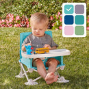 Hiccapop OmniBoost Travel Booster Seat with Tray for Baby | Folding Portable Seat for Dining Table, Camping, Beach, Grandma’s | Tip-Free Design Straps to Kitchen Chairs by TinyTreasures Baby Boutique