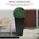 Kozyard 15.4" x 15.4" x 30" Tall Taper Black Metal Planter Flower Plant Pot Indoor Outdoor Planters Steel Flower Pot All-Weather Use with 2 Partition Panels for for Trees, Plants Flowers by CozyNest Decor