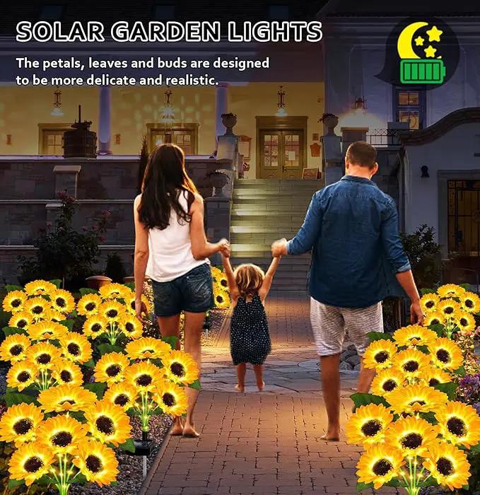 Solar Lights Outdoor Garden Decor,4 Pack with 24 Sunflower Lights,Solar Flowers Lights Waterproof,Sunflowers Gifts for Mom Women Grandma Birthday,Decorative Stakes Lights for Landscape Yard Patio Lawn, photo 3 of 8