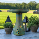 Ceramic Bird Bath for Outdoors, 21.5 inch Heavy Duty Bird Bath，Weather-Resistant Birdbath for Outdoor Garden Use, Attracts Birds, Elegant Yard Décor - Blue by GreenHaven Gardens