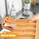 Bellsal Bamboo Silverware Drawer Organizer, Kitchen Utensil Drawer Organizers, 12"x15.7" Utensils Holder Cutlery Tray with Grooved Drawer Dividers for Kitchen Flatware Bedroom Office(7 Slot, Natural) by CozyNest Decor