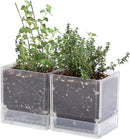 4 Inch Herb Planter Pot, Plastic Planter with Drainage Holes and Saucer, Modern Decorative Gardening Pot for Indoor Plants, Flowers, Herbs, Succulents, Clear, Set of 2, 76-Y-D-2 by GreenHaven Gardens