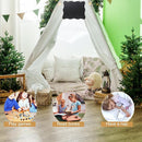 6 Pcs Kids Teepee Tent Bulk with Light String Inflatable Airbed Bedding Fitted Sheet and Markeable Small Blackboards for Boys Girls Indoor Outdoor Slumber Party (White) by TinyTreasures Baby Boutique