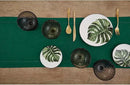 Solino Home Linen Rainforest Green Table Runner 90 Inches Long - 100% Pure Linen Hemstitch 14 x 90 Inch Table Runner for Dining, Fall, Autumn, Thanksgiving - Classic Hemstitch by CozyNest Decor