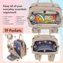 Dikaslon Diaper Bag Backpack with Portable Changing Pad, Pacifier Case and Stroller Straps, Large Unisex Baby Bags for Boys Girls, Multipurpose Travel Back Pack for Moms Dads, Milk Tea Khaki by TinyTreasures Baby Boutique