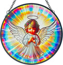 Praying Angel Decor Handmade Stained Glass Suncatcher - Rainbow Maker Stained Glass Suncatchers W/Metal Chain - Spiritual Angelic Gift for Women Christmas Thanksgiving Housewarming Gifts by GreenHaven Gardens