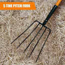 Pitch Fork for Gardening, 5 Tine Pitchfork Heavy Duty with Fiberglass Handle, 58 Inches by GreenHaven Gardens