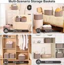 Storage Baskets for Shelves Organizing, Woven Cotton Rope Baskets for Storage, Book Basket, Decorative Shelf Basket, 12.5"Lx9.1''Wx7.9''H (4 Packs) Dark Brown by CozyNest Decor