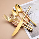 Mirror Silverware Set Gold Flatware Set with Hexagon Handle 20 Pieces 18/0 Stainless Steel Cutlery Set Wedding Housewarming Gift Service for 4 (Mirror gold) by CozyNest Decor