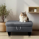 Ottoman Rectangular Storage Ottoman Bench, Faux Leather Footrest, Coffee Table, Stool Footstool with Hinged Lid for Living Room, Bedroom, Entryway, Gray, 28.5"x19"x17.5" by CozyNest Decor