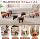 Small Foot Stool, Round Faux Leather Pouf Ottoman Foot Rest, Footstool Ottomans with Rubber Legs Under Desk, 13''L x 13''W x 10.2''H, Footrest for Couch, Living Room, Bedroom, Hallway, Brown by CozyNest Decor