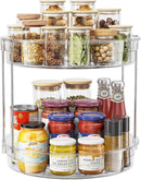 LAMU 12inch 2 Tier Lazy Susan Turntable Organizer Rotating Spice Rack Organization for Cabinet, Kitchen, Pantry, Countertop, Bathroom, Vanity, Medicine Cabinet Organizer, Clear by CozyNest Decor