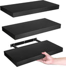 LaVie Home Floating Shelves, 15.6 Inch Wall Shelf Set of 3, Hanging Shelf with Invisible Brackets, Wall Decor for Bathroom, Bedroom, Living Room, Kitchen Storage, Classic Black by CozyNest Decor