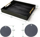 LotFancy Wood Serving Tray, 17x13”, Large Ottoman Tray with Metal Handles, Decorative Wooden Tray for Living Room, Ottoman, Coffee Table, 2 Skidproof Coasters Included, Black by CozyNest Decor