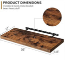 Fun Memories Floating Shelves - 2 Pack 12 Inch Rustic Wooden Wall Shelves - Extra Deeper & Thicker Wall Mounted Storage Shelf for Living Room, Kitchen, Farmhouse - 36" W x 12" D x 1.8" H - Brown by CozyNest Decor