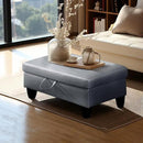 Ottoman Rectangular Storage Ottoman Bench, Faux Leather Footrest, Coffee Table, Stool Footstool with Hinged Lid for Living Room, Bedroom, Entryway, Gray, 28.5"x19"x17.5" by CozyNest Decor