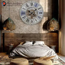 Unique Moving Gear Large Wall Clock 21inch-Battery Powered. Retro Industrial Steampunk Country Farmhouse Decor for The Living Room Kitchen Bars cafes Offices(whith/metal/21) by CozyNest Decor