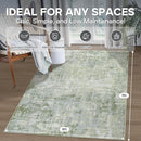 5x7 Area Rugs for Living Room Rug Washable: Modern Rug for Dining Room Bedroom Carpet Non Slip Low Pile 5 by 7 Indoor Abstract Nursery Home Office Green by TinyTreasures Baby Boutique