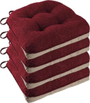 Non Slip Chair Cushions for Dining Chairs Set of 4 Kitchen Chair Cushions 18"x18"x3" Turfted Chair Pads Comfortable and Soft Seat Cushion with Ties, Burgundy by CozyNest Decor