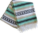 Del Mex Classic Mexican Blanket, Large Authentic Woven Falsa Throw (70"x50"), Artisan Southwest Décor for Beach, Yoga, Outdoors (Mint/Tan) by CozyNest Decor