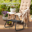 Outdoor Ottomans,Patio Foot Rest Portable Side Table Solid Steel Frame Small Seat All Weather Footrest for Indoor Outdoor Use 2 Pieces Black by CozyNest Decor