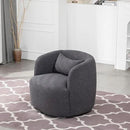 KINWELL 34" Wide Boucle Swivel Barrel Chairs Set of 2, No Assembly Round Upholstered Armchairs Accent Chairs Single Sofa Chair with Toss Pillow for Living Room and Bedroom, Dark Grey by CozyNest Decor