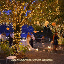 42.7Ft Warm White Solar Lights Outdoor, 2 Pack Total 200 LED Twinkle Solar Tree Lights, 8 Modes Solar String Lights for Outside Tree Patio Yard Wedding Garden Decorations
