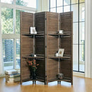 Room Divider with Shelves, 5.6 Ft Tall Folding Wood Screen with Double Hinges for Home Office Bedroom Hotel Decoration (4 Panels, Brown) by CozyNest Decor