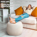 2 Pack Round Inflatable Pouf Ottoman Foot Rest for Couch 20 x 16 Inch Cozy Portable Floor Corduroy Poufs Foot Stool Ottoman with Pump for Living Room Bedroom Chair, Beige by CozyNest Decor
