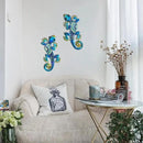 HONGLAND Metal Gecko Wall Art 2Pcs Outdoor Wall Decor Lizard Metal Hanging Wall Decoration Glass Sculpture for Garden Yard Patio Fence Home (Blue) by GreenHaven Gardens