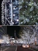 4 Pack 400 LED Solar String Lights for Outside, Solar Christmas Lights Outdoor Waterproof, Green Wire Twinkle Light with 8 Lighting Modes for Xmas Tree Wedding Party Garden Decorations (Cool White)
