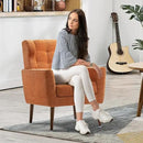Modern Accent Chair, Upholstered Armchair with Pillow, Fabric Single Sofa Chair with Lounge Seat and Wood Legs Accent Chair for Living Room Bedroom Small Spaces (Orange, Set of 1) by CozyNest Decor
