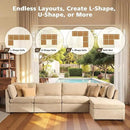 Modular Sectional Sofa, 130.7" L Shaped Couch Set for Living Room, 4-Seater Comfy Cloud Couches with Movable Ottoman, DIY Combination, Plush Corduroy, Beige by CozyNest Decor