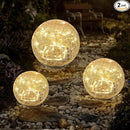 Garden Solar Lights Cracked Glass Ball Waterproof LED for Outdoor Decor Decorations Pathway Patio Yard Lawn, Warm White 2 Globe (4.7”) by GreenHaven Gardens