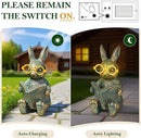 Solar Garden Decor, Adorable Rabbit Statue with Solar-Powered Glasses, Outdoor Decoration Lights for Patio, Yard & Balcony, for Kids, Mom & Grandma by CozyNest Decor