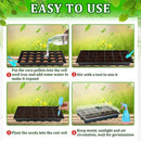 Halatool Seed Starter Kit, 2 Pack Seed Starter Trays with 50 Pcs Coco pellets and 2 Garden Tools & 100 Plant Labels, Greenhouse Indoor Seed Germination System for Herbs, Vegetables and Flowers (Black) by GreenHaven Gardens