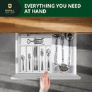 ROYAL CRAFT WOOD Luxury Bamboo Kitchen Drawer Organizer - Silverware Organizer - Utensil Holder and Cutlery Tray with Grooved Drawer Dividers for Flatware and Kitchen Utensils (7 Slot, White) by CozyNest Decor