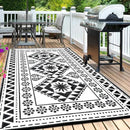 Waterproof Outdoor Rug 6x9ft, Reversible Plastic Straw Mat Rugs for Patio RV Deck Porch Backyard Balcony Camping Picnic Beach Indoor Outdoor Carpet, Black&White by CozyNest Decor