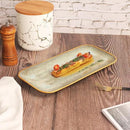 Ceramic Dinner Plates Dish Set, Set of 4, Microwave Oven and Dishwasher Safe,Scratch Resistant, Dinnerware Kitchen Porcelain Serving Dishes Brown glaze change, 12.4 Inch Rectangle plate by CozyNest Decor