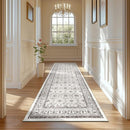 jinchan Hallway Runner Rug 2x8 - Machine Washable Beige Vintage Floral Distressed Design Soft Non-Slip Low-Pile Ultra-Thin Runner Rug for Kitchen Laundry Room Bedroom Farmhouse (2‘x8',Beige) by TinyTreasures Baby Boutique