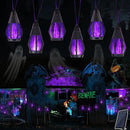 Solar Halloween Lights Outdoor, 13Ft Outdoor String Lights with 10 Flickering Flame Bulb, Waterproof Solar Powered Purple Halloween Lights LED Flame Lights for Halloween Decorations Yard Patio Garden by GreenHaven Gardens