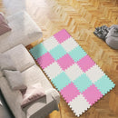 qqpp EVA Rubber 18 Tiles Interlocking Puzzle Foam Floor Mats - Baby Play Mat for Playing | Exercise Mat for Home Workout. White, Pink, Green. QC-ACHb18N by TinyTreasures Baby Boutique