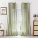 MYSKY HOME Sage Green Living Room Curtains 95 Inches Long Semi Sheer Drapes Light Filtering for Sliding Glass Door Window Treatments Soft Linen Look Country Farmhouse Style, 50" x 95", 2 Pieces by CozyNest Decor