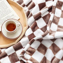 LOMAO Throw Blankets Flannel Blanket with Checkerboard Grid Pattern Soft Throw Blanket for Couch, Bed, Sofa Luxurious Warm and Cozy for All Seasons (Coffee, 50"x60") by CozyNest Decor